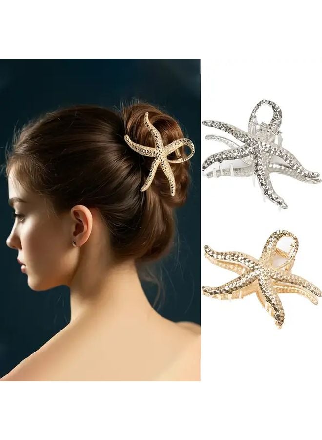 Silver Large Metal Hair Clip Bohemian Starfish Fashion Women Accessory Daily Wear - Image 1